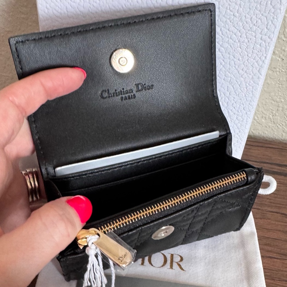 ❌SOLD❌NEW DIOR My Dior Cannage Stitched Lambskin Leather Wallet in Black - Picture 3 of 8